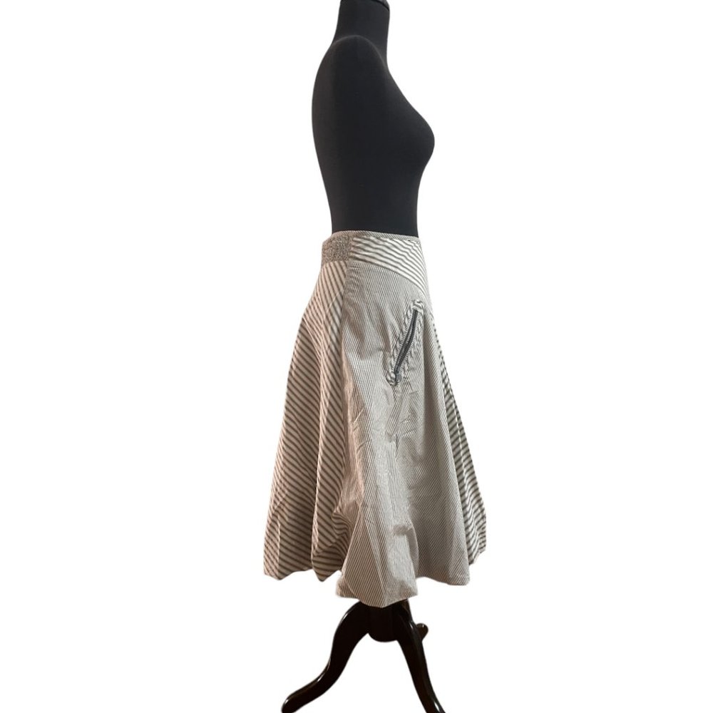 Donna Karen Striped Natural and Gray Pouf skirt Size 6 - Picture 4 of 13